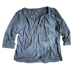 Charcoal Marbled Overdye 3/4 Sleeve Knit Top - Boden - Size Large